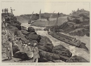 A Expedição do Nilo para o Socorro do General Gordon, rebocando um Nuggar além da Segunda Catarata